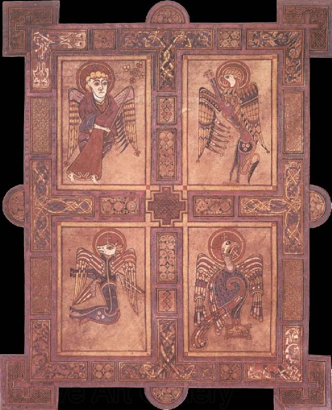 unknow artist Evangelistsymbolerna from the Book of Kells France oil painting art